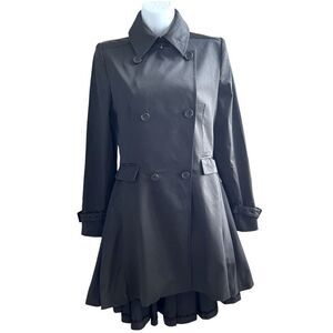 ALICE + OLIVIA Jacket Womens Black With Lamb Leather Trim Cotton Spandex Size XS